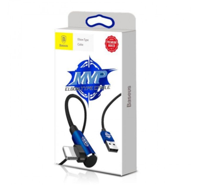 Baseus Дата кабель USB 2.0 AM to Lightning 1.0m 2A MVP Elbow Blue Baseus (CALMVP-03)