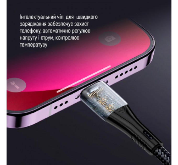 ColorWay Дата кабель USB 2.0 AM to Lightning + Micro 5P + Type-C 1.2m 3.0A (PD60W data) Black ColorWay (CW-CBPDU3060-BK)