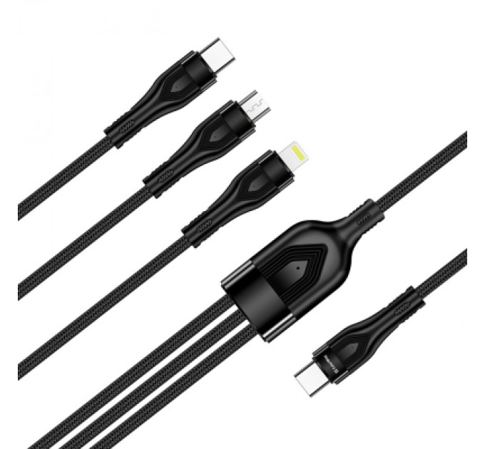 ColorWay Дата кабель USB 2.0 AM to Lightning + Micro 5P + Type-C 1.2m 3.0A (PD60W data) Black ColorWay (CW-CBPDU3060-BK)
