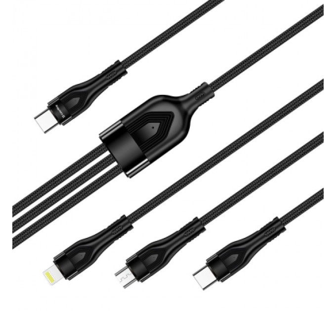 ColorWay Дата кабель USB 2.0 AM to Lightning + Micro 5P + Type-C 1.2m 3.0A (PD60W data) Black ColorWay (CW-CBPDU3060-BK)