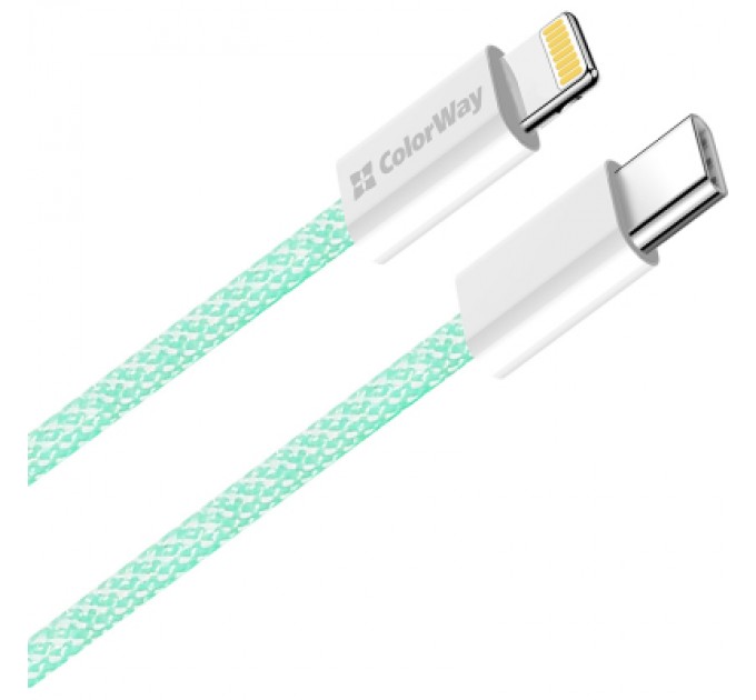 ColorWay Дата кабель USB-C to Lightning 1.0m 27W green ColorWay (CW-CBPDCL061-G)