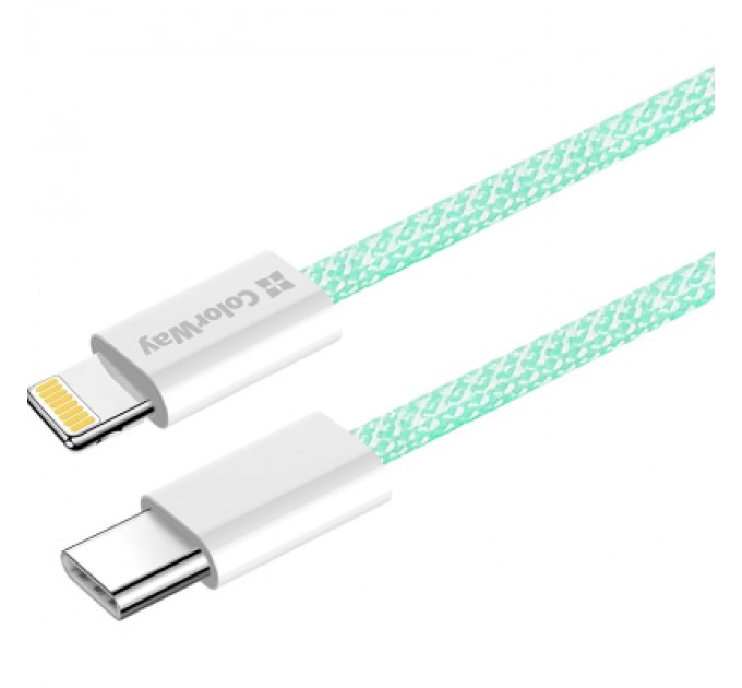 ColorWay Дата кабель USB-C to Lightning 1.0m 27W green ColorWay (CW-CBPDCL061-G)