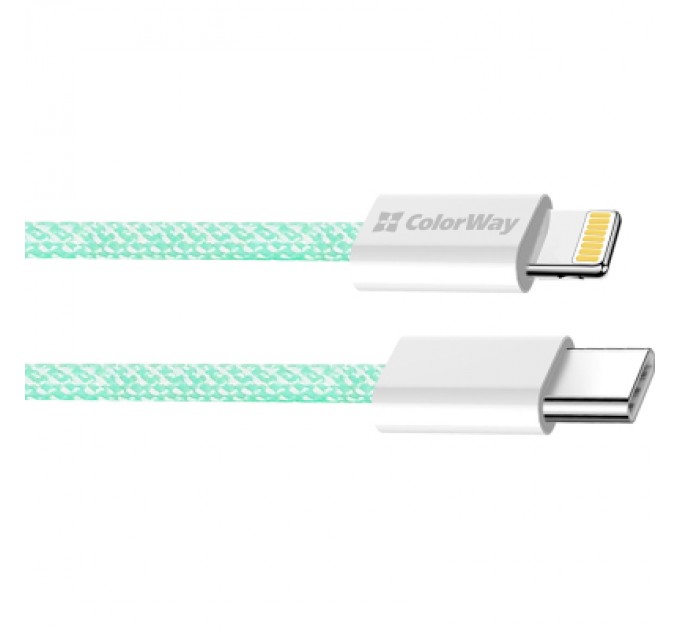 ColorWay Дата кабель USB-C to Lightning 1.0m 27W green ColorWay (CW-CBPDCL061-G)