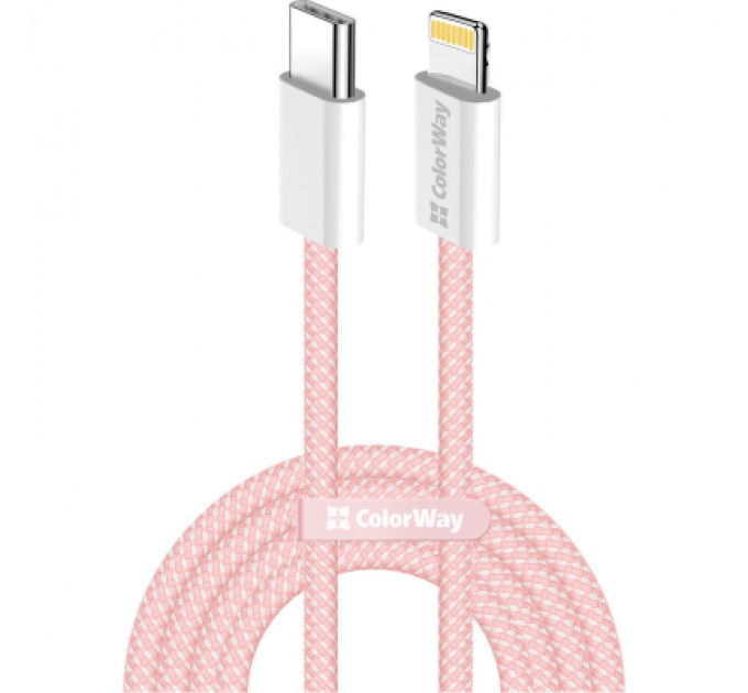 ColorWay Дата кабель USB-C to Lightning 1.0m 27W pink ColorWay (CW-CBPDCL061-P)
