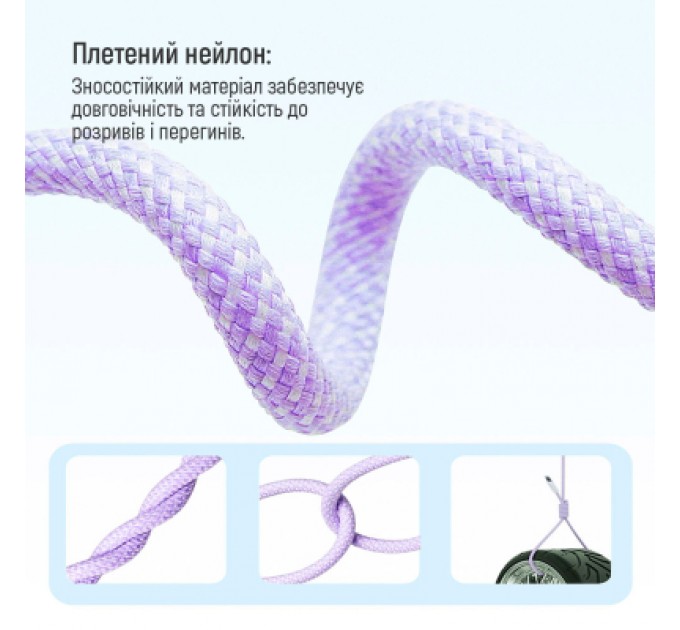ColorWay Дата кабель USB-C to Lightning 1.0m 27W purple ColorWay (CW-CBPDCL061-PU)