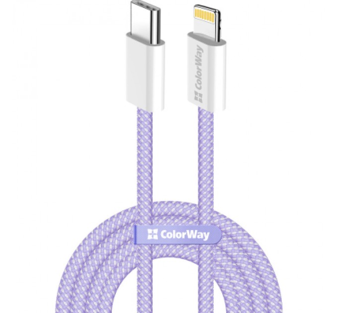 ColorWay Дата кабель USB-C to Lightning 1.0m 27W purple ColorWay (CW-CBPDCL061-PU)