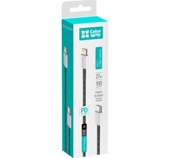 ColorWay Дата кабель USB-C to Lightning 1.0m 27W black ColorWay (CW-CBPDCL061-BK)