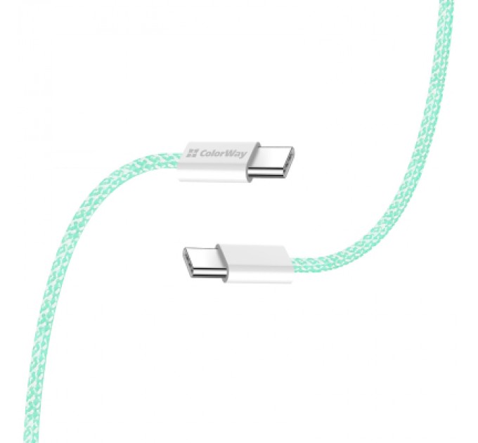 ColorWay Дата кабель USB-C to USB-C 1.0m 60W 3.0А green ColorWay (CW-CBPDCC061-G)