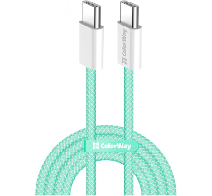 ColorWay Дата кабель USB-C to USB-C 1.0m 60W 3.0А green ColorWay (CW-CBPDCC061-G)