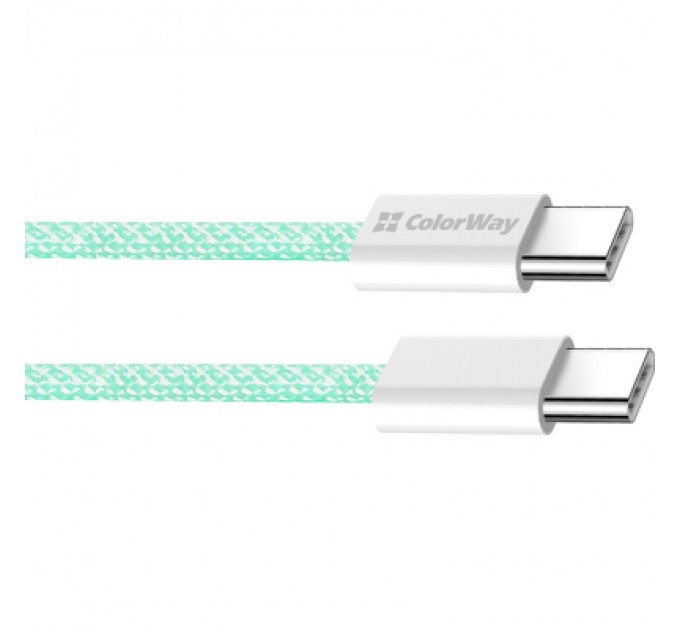 ColorWay Дата кабель USB-C to USB-C 1.0m 60W 3.0А green ColorWay (CW-CBPDCC061-G)