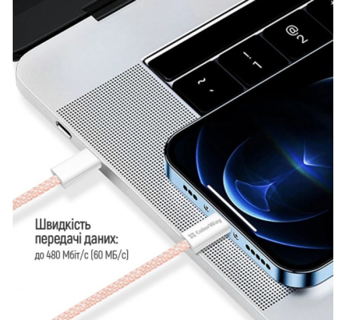 ColorWay Дата кабель USB-C to USB-C 1.0m 60W 3.0А pink ColorWay (CW-CBPDCC061-P)