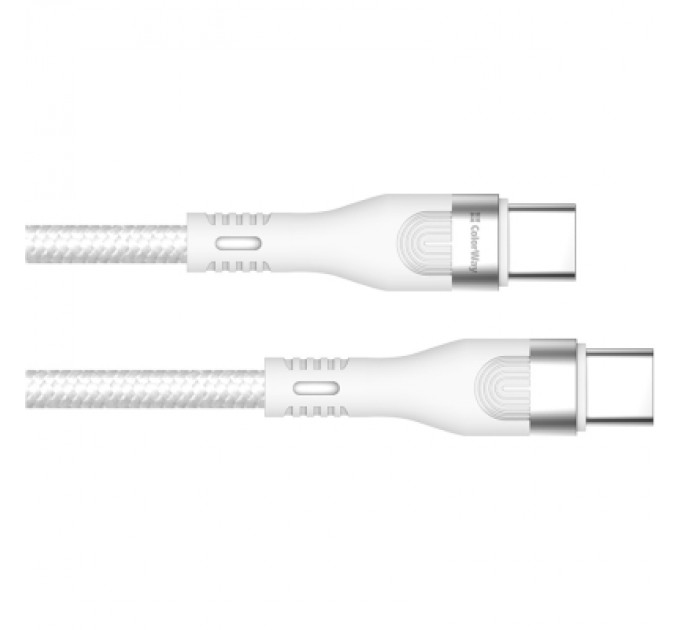 ColorWay Дата кабель USB-C to USB-C 1.0m (PD Fast Charging 240W) 5А white ColorWay (CW-CBPDCC065-WT)