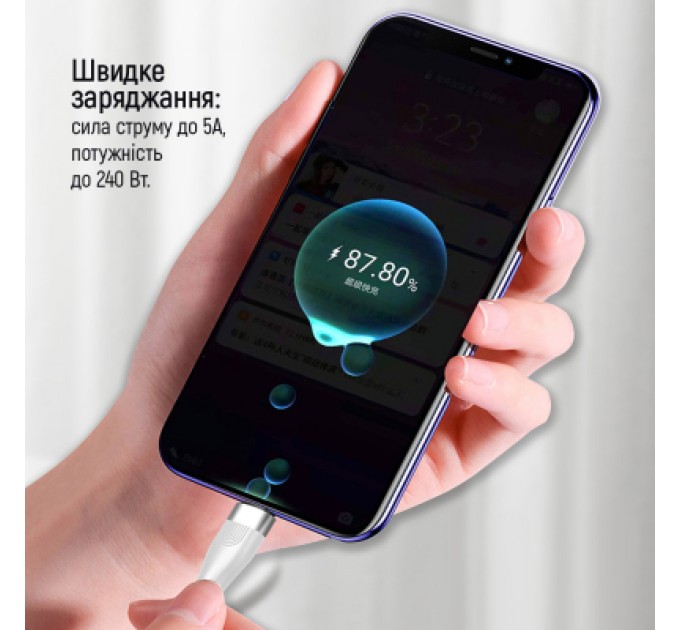 ColorWay Дата кабель USB-C to USB-C 1.0m (PD Fast Charging 240W) 5А white ColorWay (CW-CBPDCC065-WT)