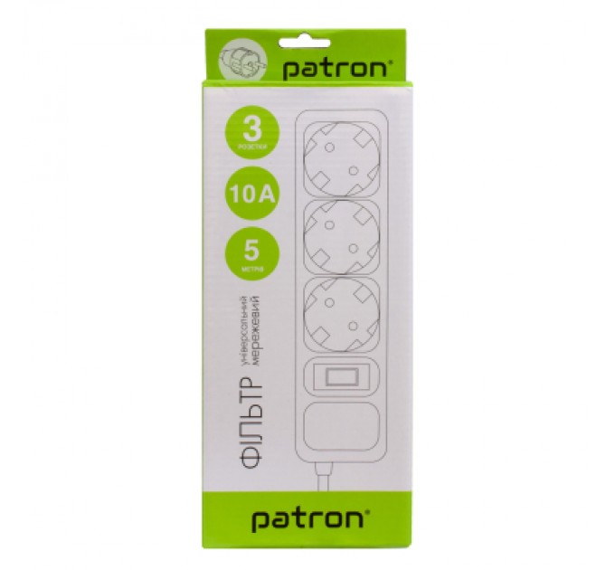 Patron Мережевий фільтр живлення Patron EXT-PN-SP-1035, 5m Black (EXT-PN-SP-1035)