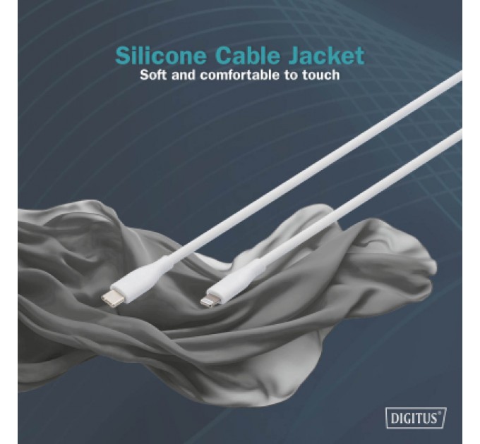 Assmann Дата кабель USB-C to Lightning 2.0m USB 2.0 60W silicone white Digitus (AK-600110-020-W)