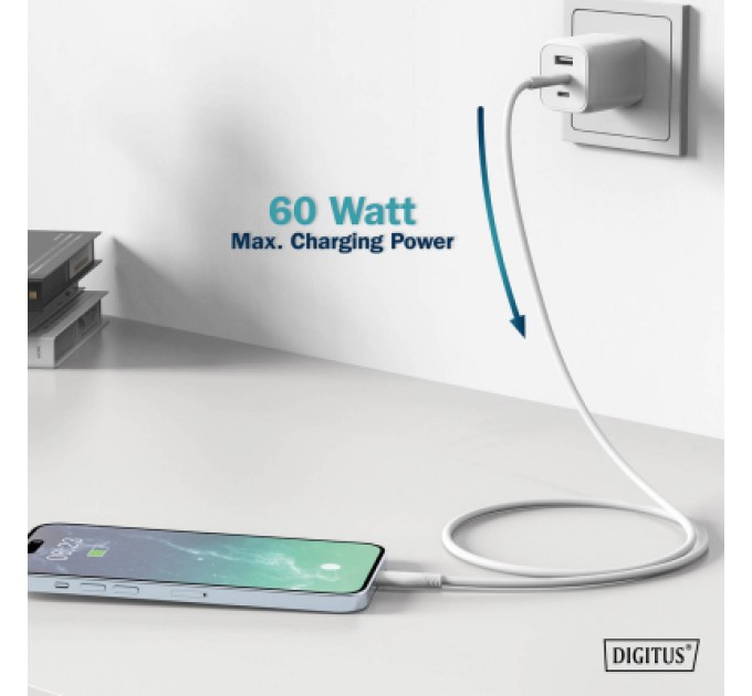 Assmann Дата кабель USB-C to USB-C 2.0m USB 2.0 60W silicone white Digitus (AK-300341-020-W)