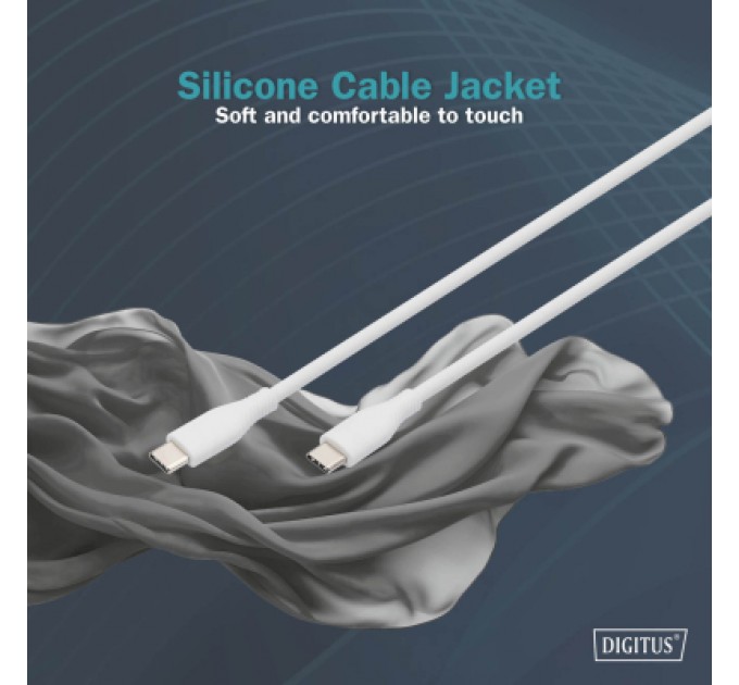 Assmann Дата кабель USB-C to USB-C 2.0m USB 2.0 60W silicone white Digitus (AK-300341-020-W)