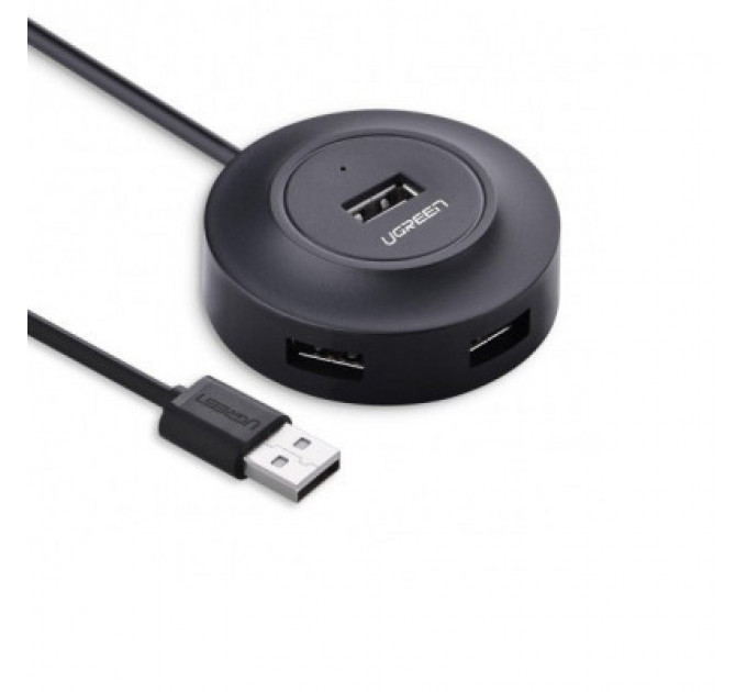 Концентратор Ugreen 4-port 1m USB 2.0 CR106 black (20277)