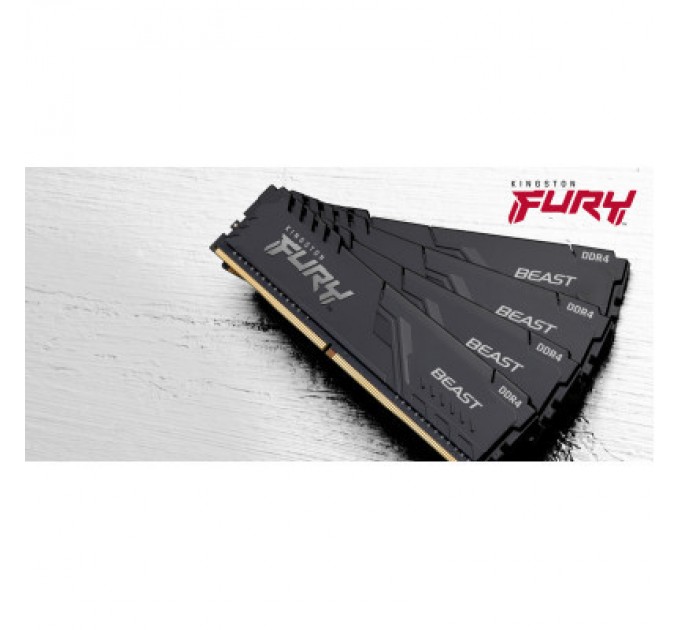 Kingston Fury (ex.HyperX) Модуль пам'яті для комп'ютера DDR4 16GB (2x8GB) 3600 MHz Fury Beast Black Kingston Fury (ex.HyperX) (KF436C17BBK2/16)