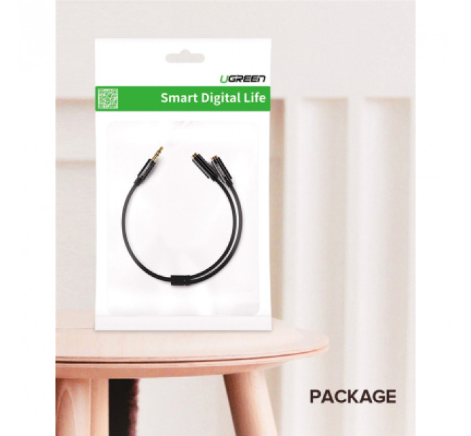 Кабель мультимедійний 3.5mm to TRSx2 M/F 0.25m Ugreen (10739)