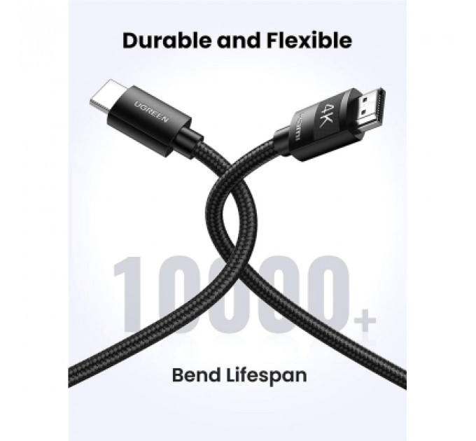 Кабель мультимедійний HDMI to HDMI 1.0m V2.0 Cafule 4K HD119 Ugreen (30999)