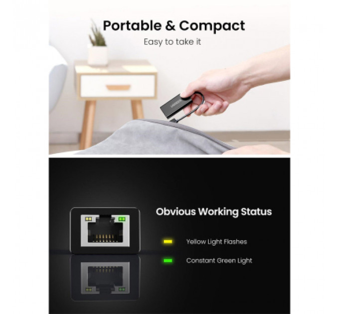 Перехідник USB 2.0 to Ethernet RJ45 10/100 Mb CR110 Ugreen (20254)