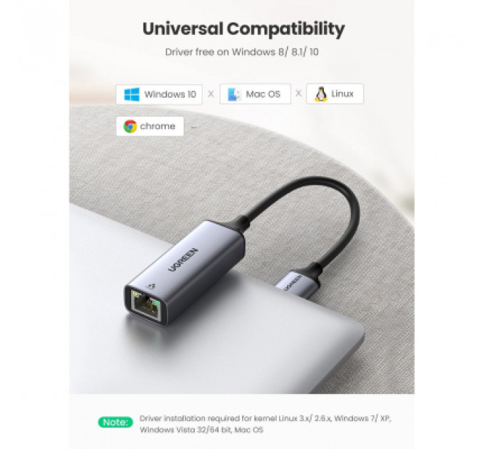 Перехідник USB 3.0 to Ethernet RJ45 1000 Mb CM209 Ugreen (50922)