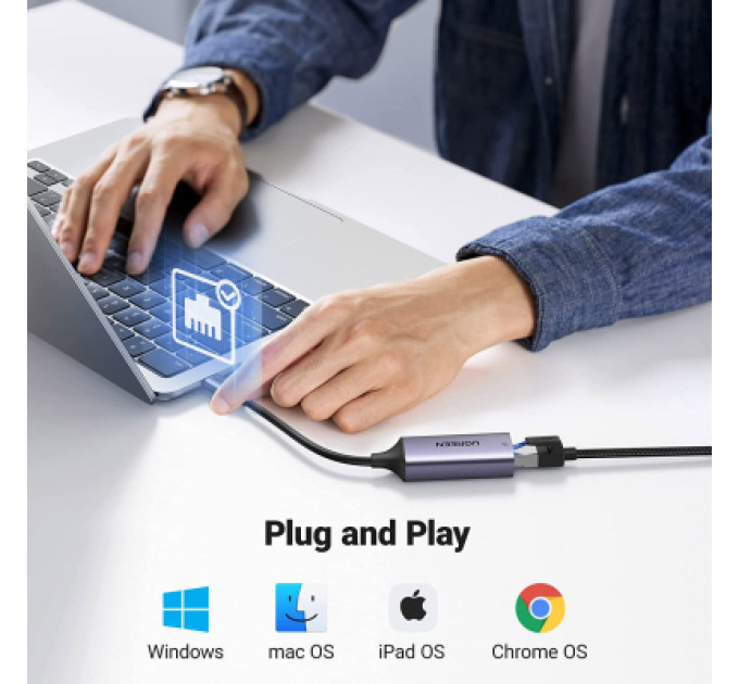 Перехідник USB 3.1 Type-C to Ethernet RJ45 1000 Mb CM199 Ugreen (50737)