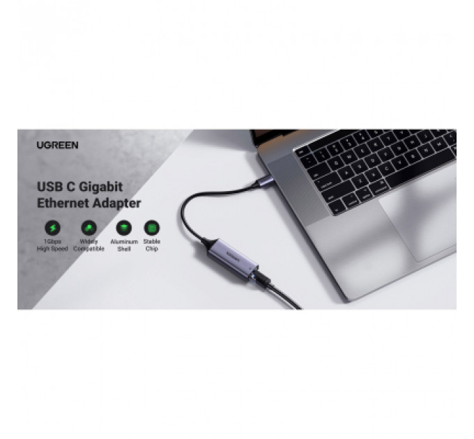 Перехідник USB 3.1 Type-C to Ethernet RJ45 1000 Mb CM199 Ugreen (50737)