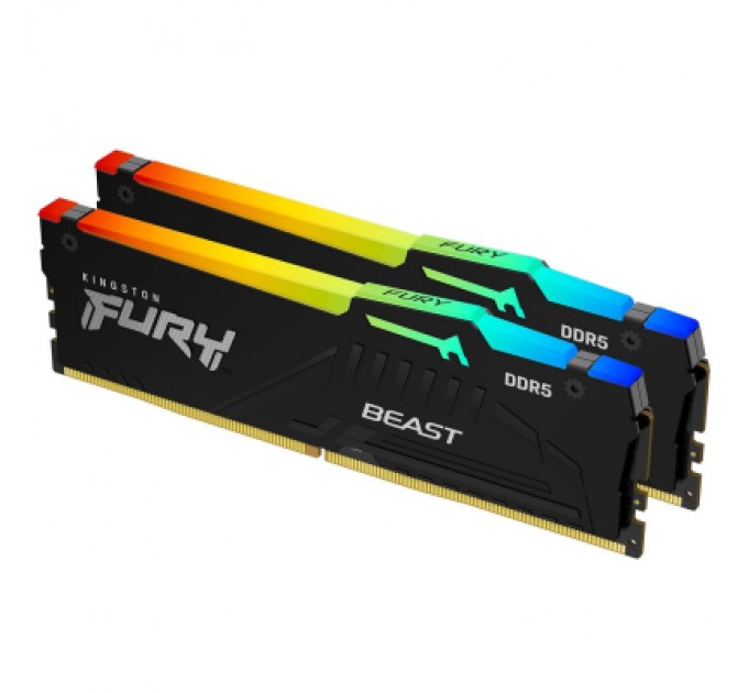 Kingston Fury (ex.HyperX) Модуль пам'яті для комп'ютера DDR5 16GB (2x8GB) 5200 MHz FURY Beast RGB Kingston Fury (ex.HyperX) (KF552C40BBAK2-16)