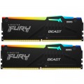 Kingston Fury (ex.HyperX) Модуль пам'яті для комп'ютера DDR5 16GB (2x8GB) 5200 MHz FURY Beast RGB Kingston Fury (ex.HyperX) (KF552C40BBAK2-16)