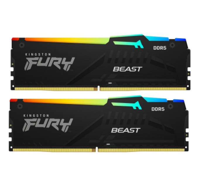 Kingston Fury (ex.HyperX) Модуль пам'яті для комп'ютера DDR5 16GB (2x8GB) 5200 MHz FURY Beast RGB Kingston Fury (ex.HyperX) (KF552C40BBAK2-16)