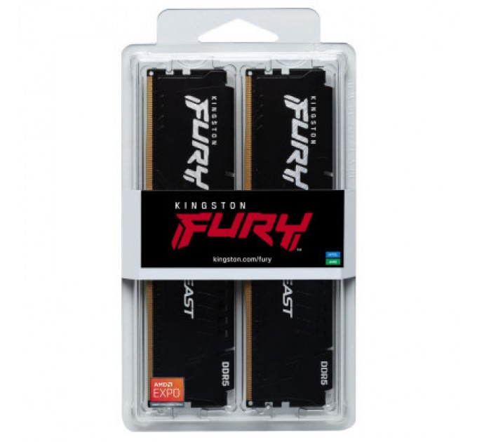 Kingston Fury (ex.HyperX) Модуль пам'яті для комп'ютера DDR5 16GB (2x8GB) 6000 MHz Beast Kingston Fury (ex.HyperX) (KF560C36BBEK2-16)