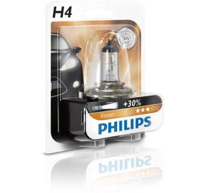 Philips Автолампа Philips H4 Vision, 3200K, 1шт (12342PRB1)