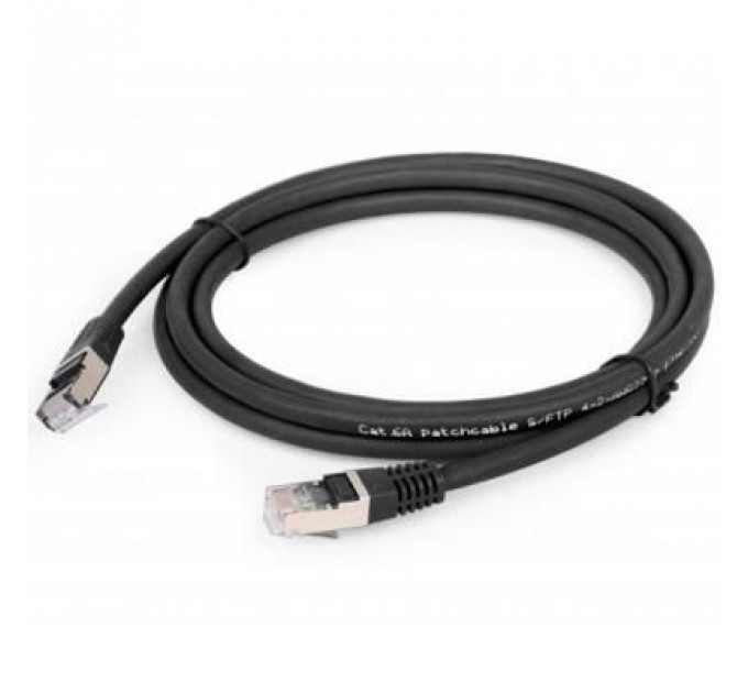 Патч-корд 0.5м S/FTP Cat 6A CU LSZH black Cablexpert (PP6A-LSZHCU-BK-0.5M)