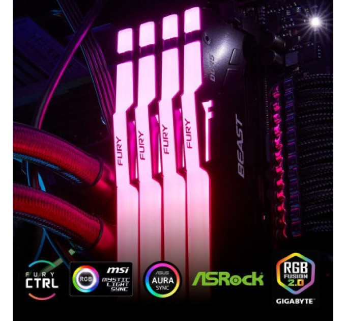 Kingston Fury (ex.HyperX) Модуль пам'яті для комп'ютера DDR5 64GB (2x32GB) 5200 MHz Beast RGB Kingston Fury (ex.HyperX) (KF552C40BBAK2-64)