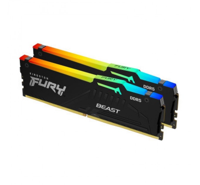 Kingston Fury (ex.HyperX) Модуль пам'яті для комп'ютера DDR5 64GB (2x32GB) 5200 MHz Beast RGB Kingston Fury (ex.HyperX) (KF552C40BBAK2-64)
