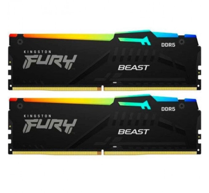 Kingston Fury (ex.HyperX) Модуль пам'яті для комп'ютера DDR5 64GB (2x32GB) 5200 MHz Beast RGB Kingston Fury (ex.HyperX) (KF552C40BBAK2-64)