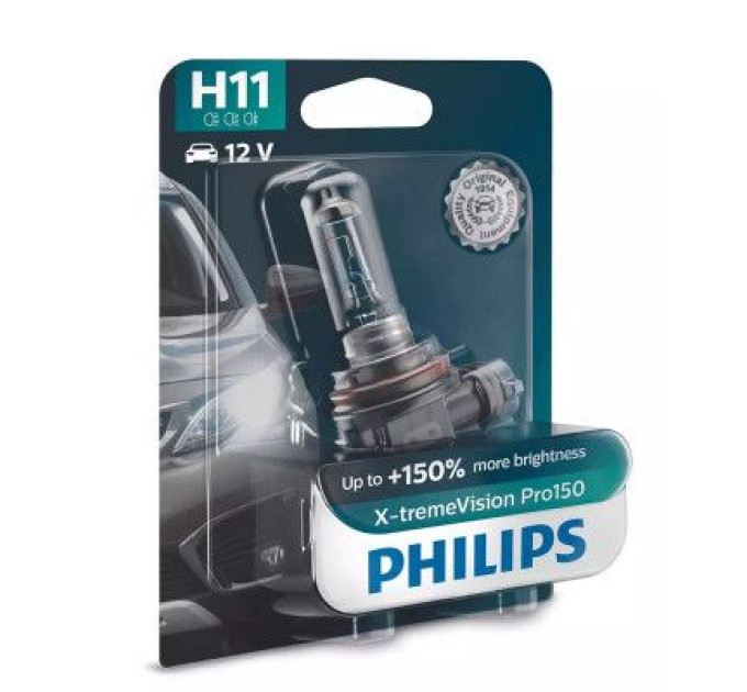 Philips Автолампа Philips H11 X-treme VISION PRO +150%, 3700K, 1шт/блістер (12362XVPB1)