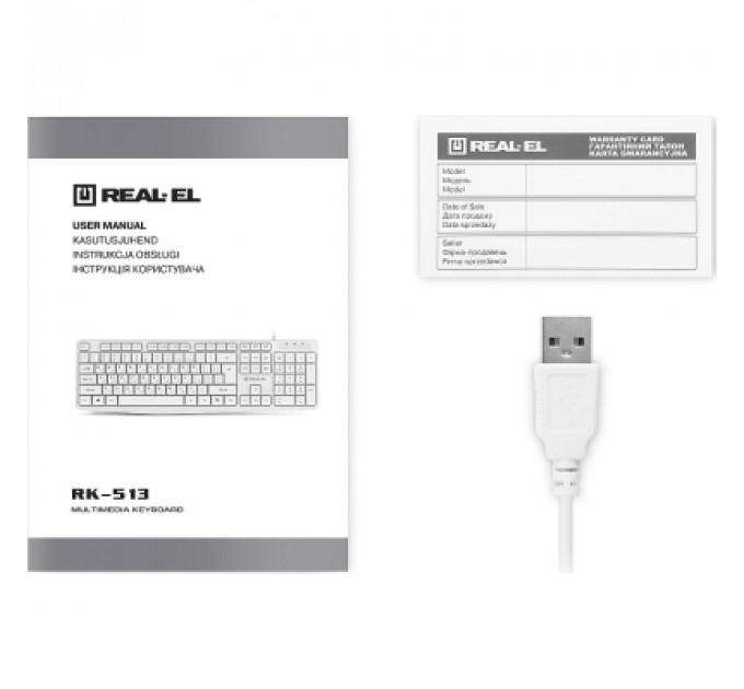 Клавіатура REAL-EL RK-513 USB White (EL123100047)