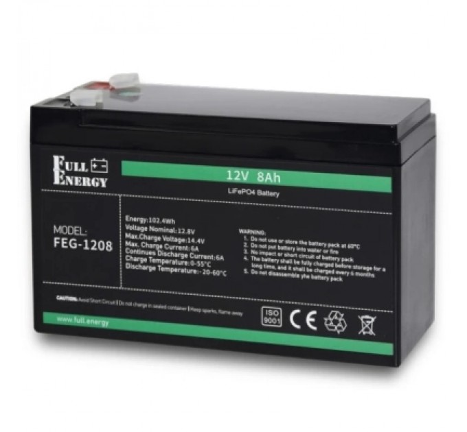 Батарея LiFePo4 Full Energy 12В 8Аг, FEG-128 (FEG-128)