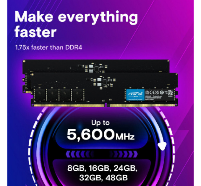 Модуль пам'яті для комп'ютера DDR5 32GB 5600 MHz Micron (CT32G56C46U5T)
