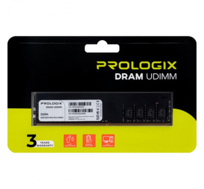 Prologix Модуль пам'яті для комп'ютера DDR4 8GB 3200 MHz Prologix (PRO8GB3200D4)