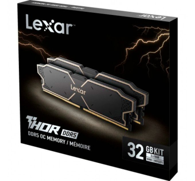 Модуль пам'яті для комп'ютера DDR5 32GB (2x16GB) 6000 MHz Thor Black Lexar (LD5U16G60C38LG-RGD)