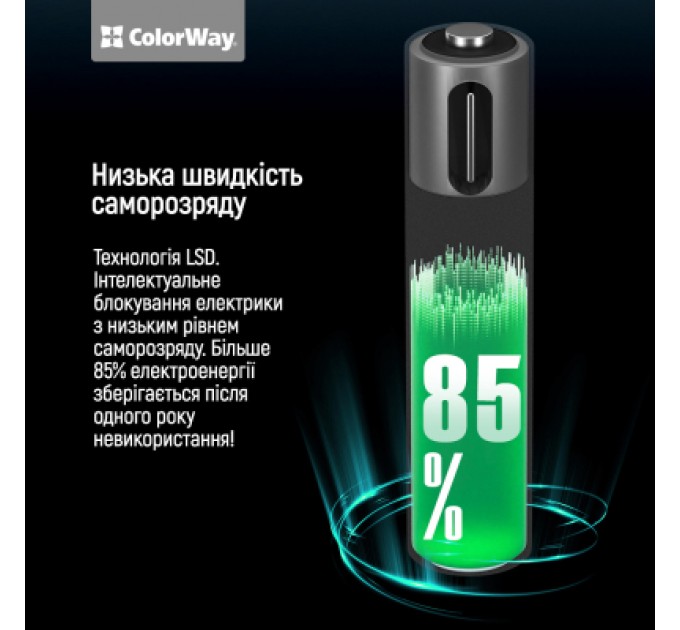 ColorWay Акумулятор ColorWay AAА USB-С 590 mAh 1.5V (2шт) (Li-Polymer) (CW-UBAAA-09)