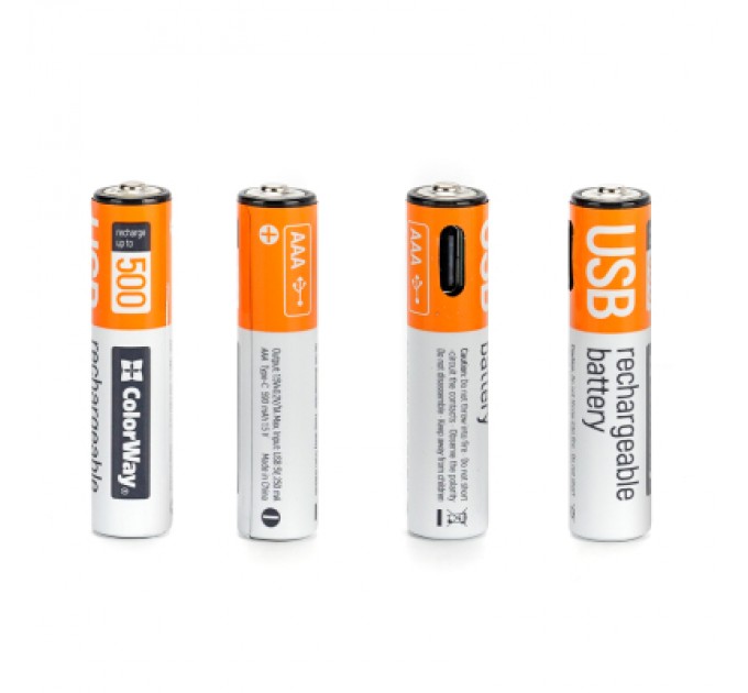 ColorWay Акумулятор ColorWay AAА USB-С 590 mAh 1.5V (2шт) (Li-Polymer) (CW-UBAAA-09)