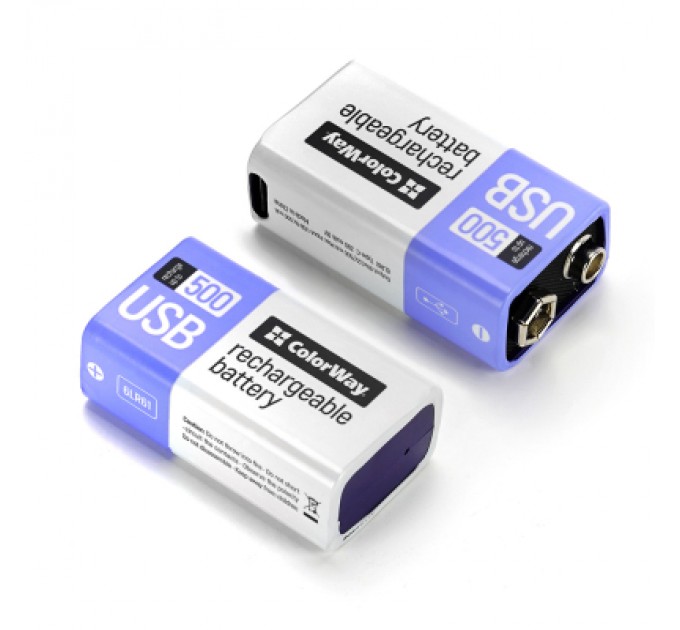 ColorWay Акумулятор Крона USB-С 390 mAh 9V (Li-Polymer) ColorWay (CW-UB9V-06)