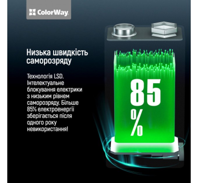 ColorWay Акумулятор Крона USB-С 390 mAh 9V (Li-Polymer) ColorWay (CW-UB9V-06)