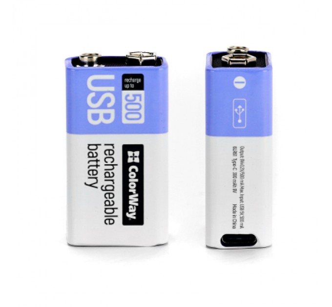 ColorWay Акумулятор Крона USB-С 390 mAh 9V (Li-Polymer) ColorWay (CW-UB9V-06)