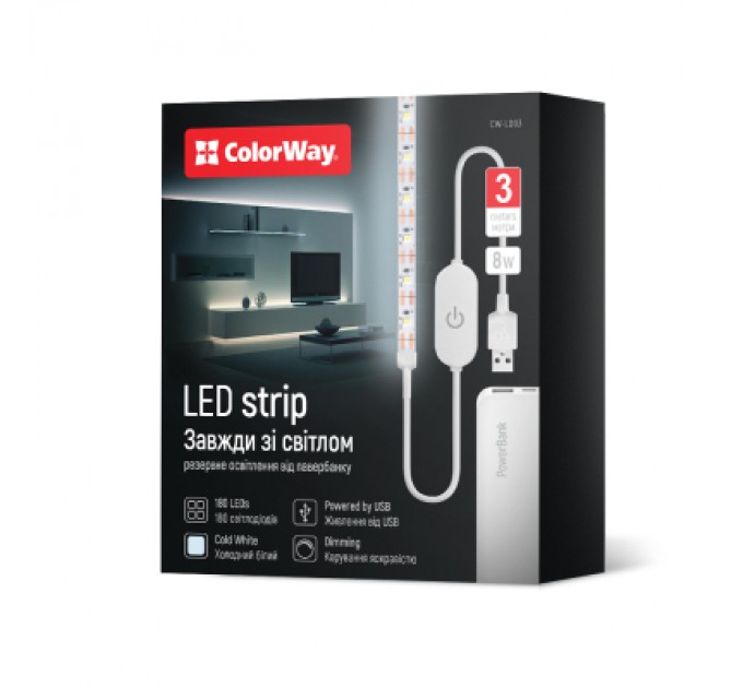 Світлодіодна стрічка ColorWay LED  3м з живленням від USB (CW-LD03)